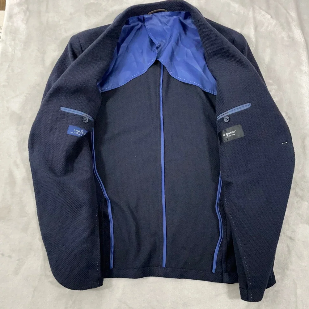 Il‎ Garbo Collection Angelico Blazer Mens 40 Tall Navy Blue Elbow Patches Coat